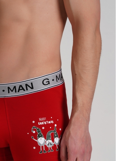 Хлопковые трусы боксеры с принтом G-MAN PRINT 20401/60 red/gnome (красный)