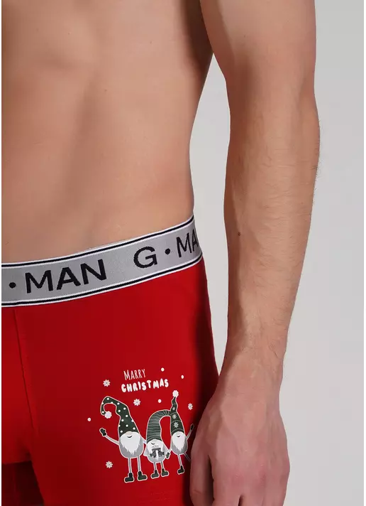Хлопковые трусы боксеры с принтом G-MAN PRINT 20401/60 red/gnome (красный)