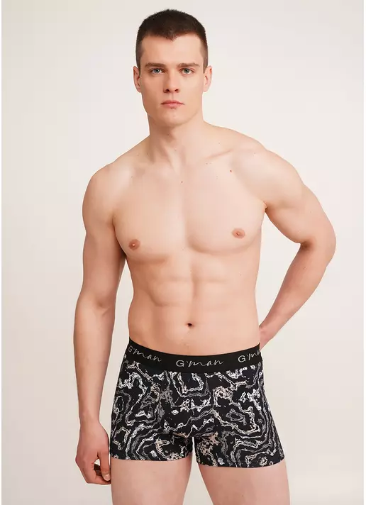 Мужские трусы боксеры принтованые G-MAN PRINT 20405/60 abstract print (черный)