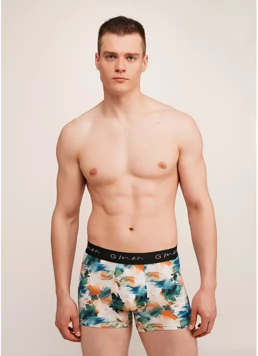 Мужские трусы боксеры принтованые G-MAN PRINT 20405/60 watercolor pattern (голубой)