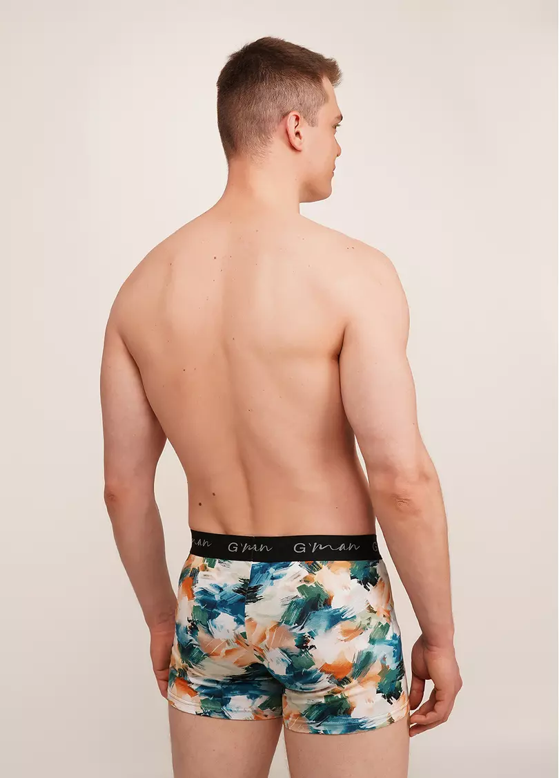 Мужские трусы боксеры принтованые G-MAN PRINT 20405/60 watercolor pattern (голубой)