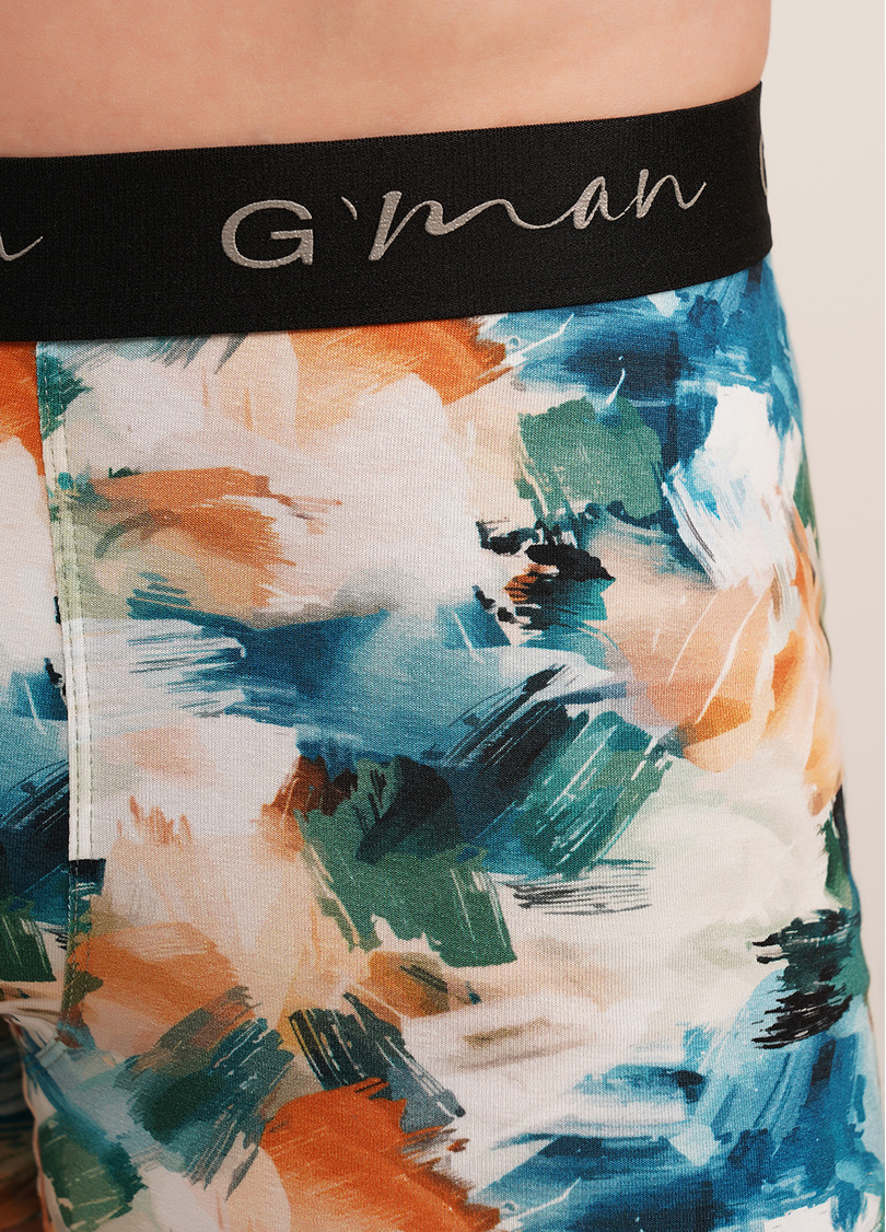 Мужские трусы боксеры принтованые G-MAN PRINT 20405/60 watercolor pattern (голубой)