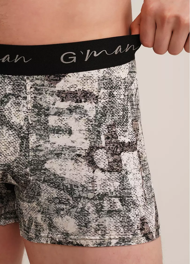 Мужские трусы боксеры принтованые G-MAN PRINT 20405/60 white/letter print (белый)