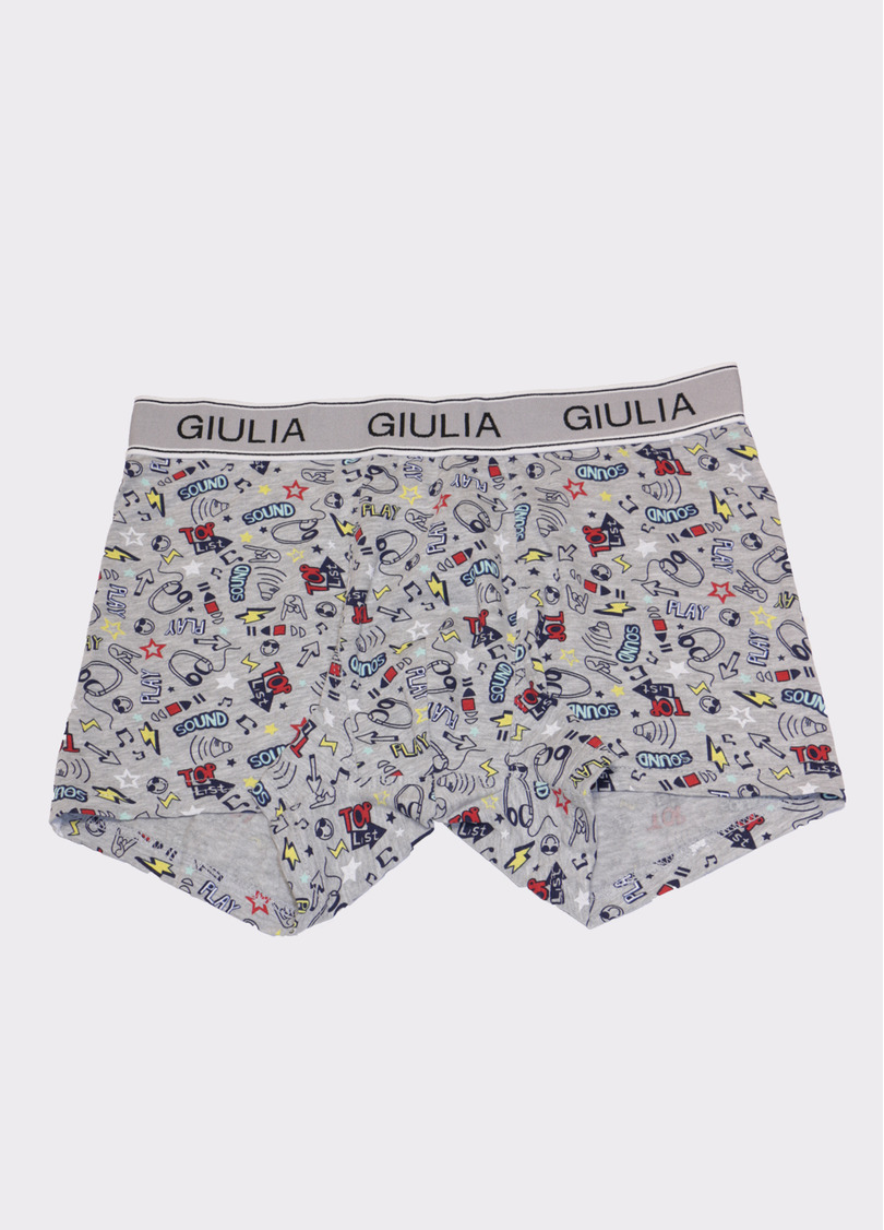 Мужские трусы с принтом PRINT 20401/60 (светло-серый меланж, красный)