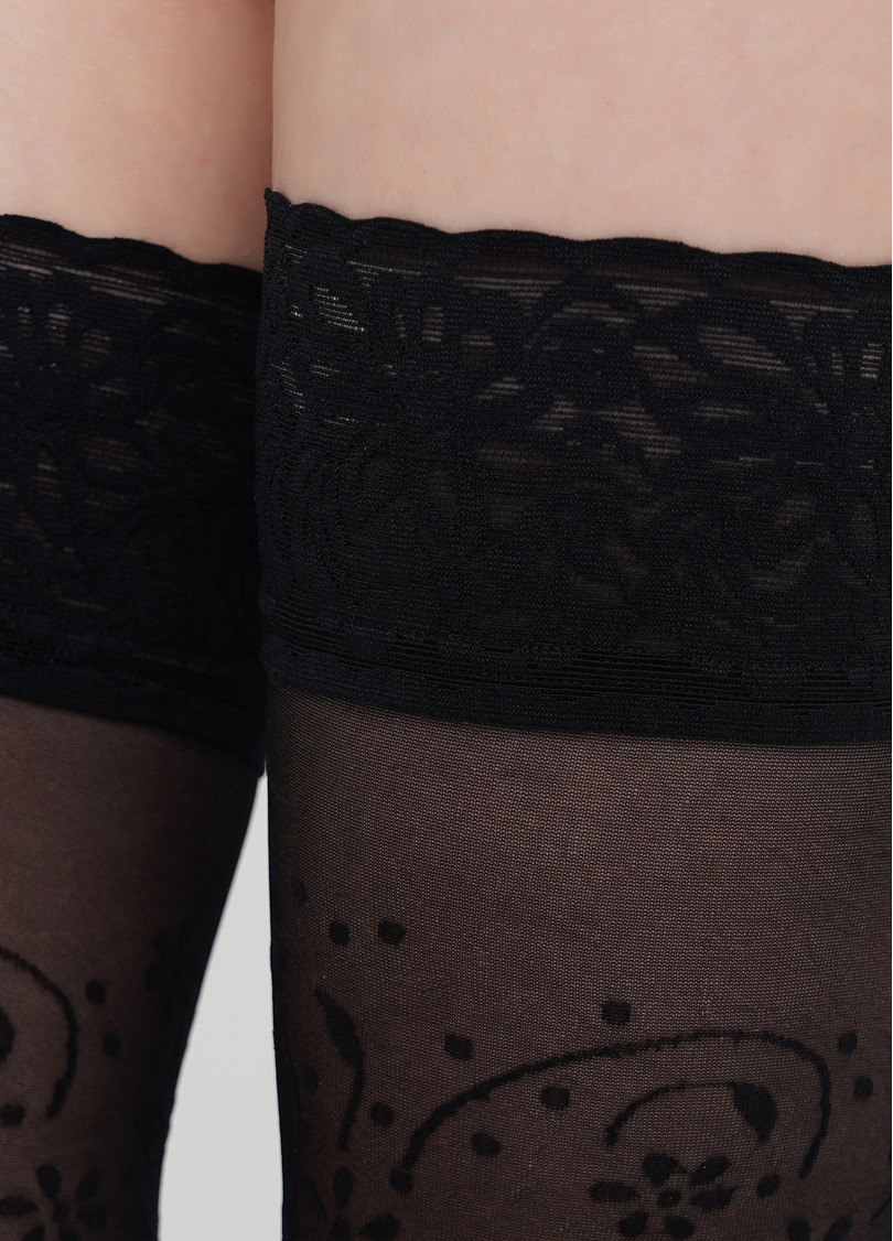Чулки с кружевом и рисунком BLOOM 20 (2) calze nero (черный)