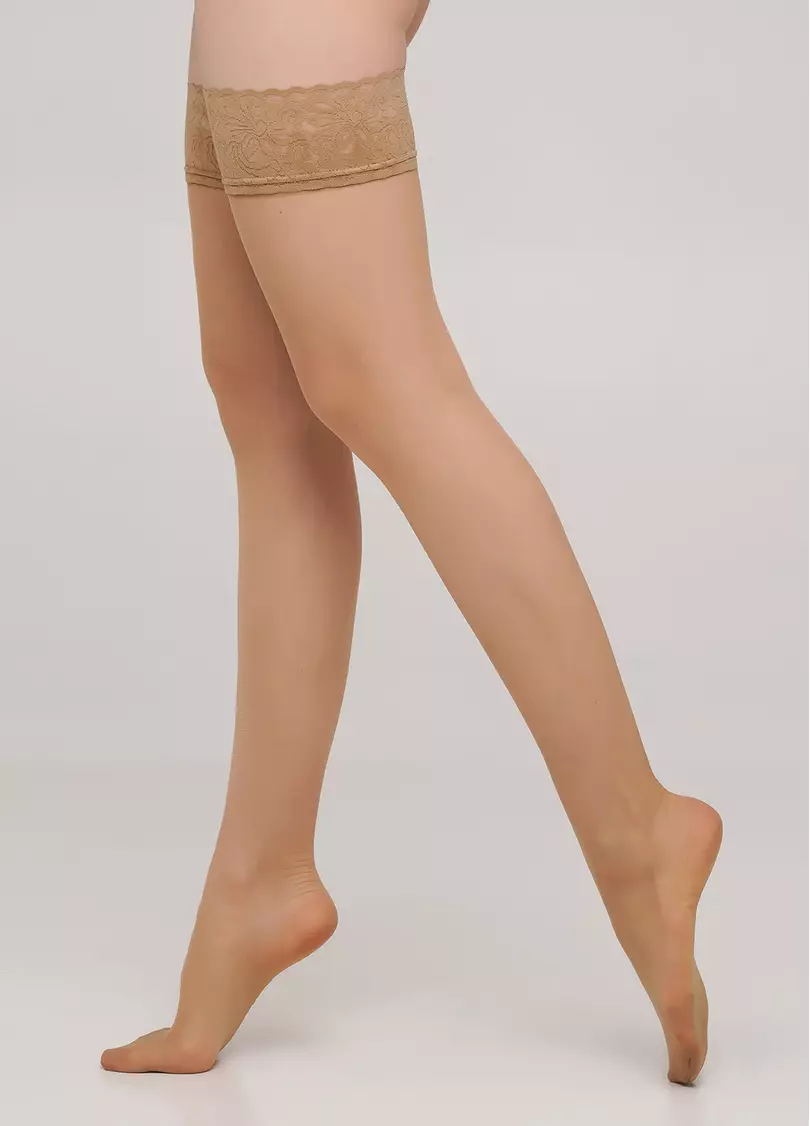 Чулки с кружевом на силиконовой основе Emotion 20 den daino (бежевый)