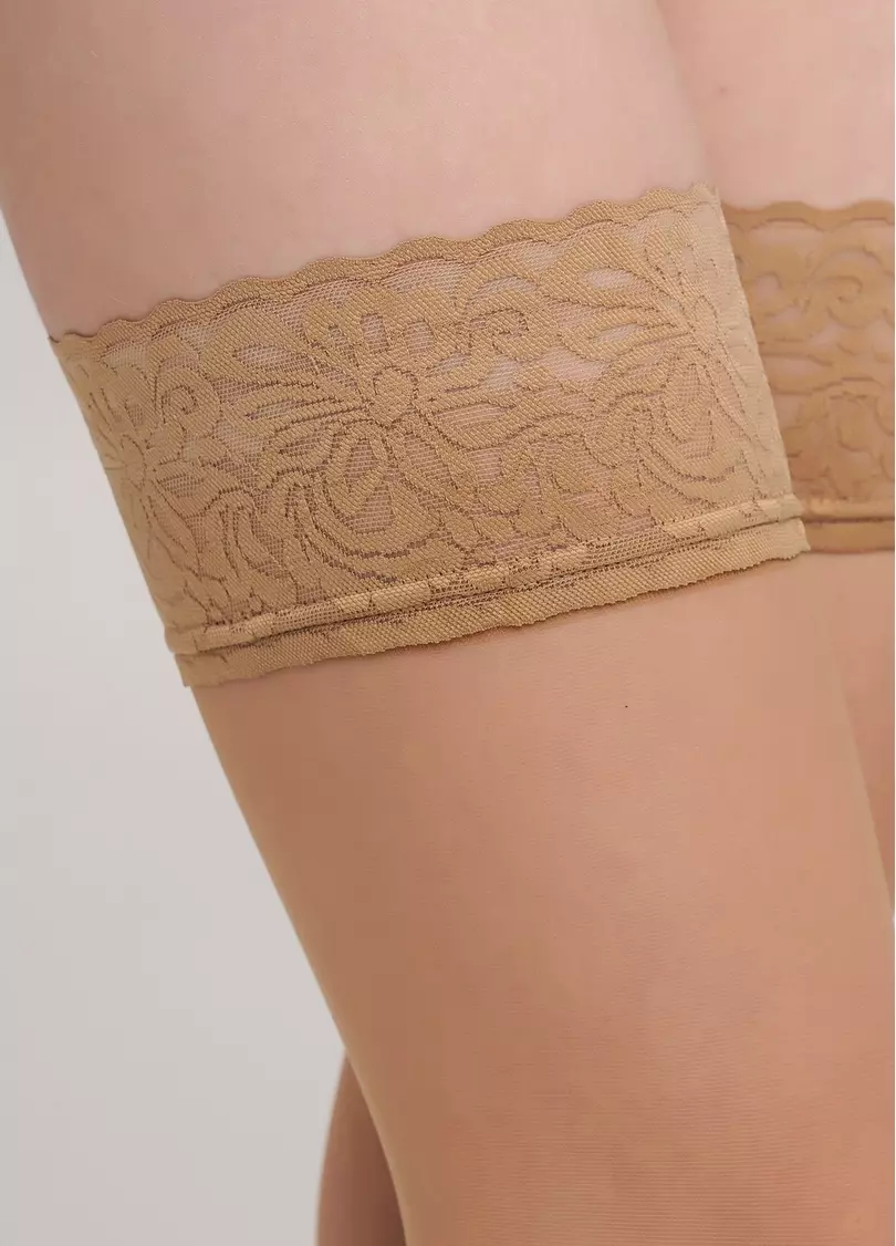 Чулки с кружевом на силиконовой основе Emotion 20 den daino (бежевый)