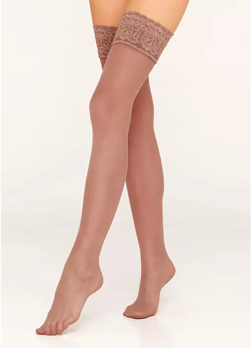 Чулки с кружевом на силиконовой основе Emotion 20 den honey (бежевый) Чулки с кружевом на силиконовой основе Emotion 20 den honey (бежевый)