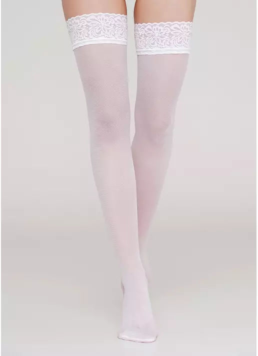Чулки с самоудерживающим кружевом Emotion 40 den bianco (белый)