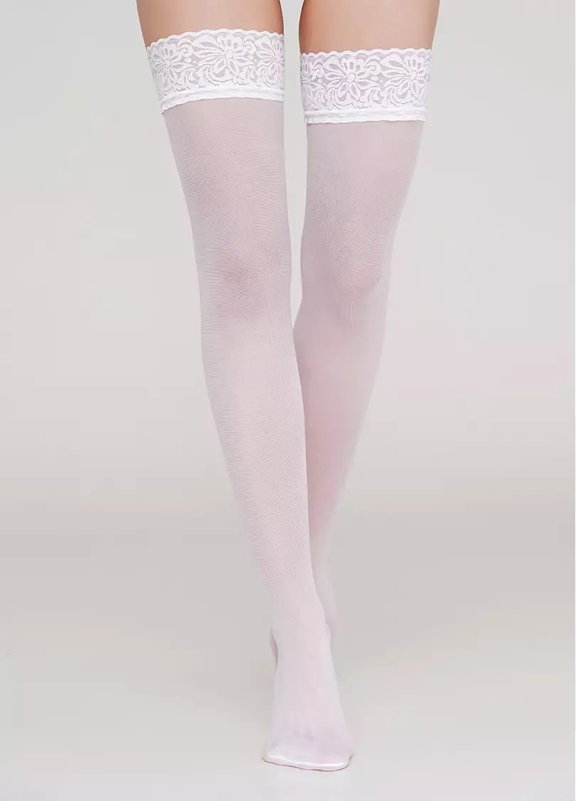 Чулки с самоудерживающим кружевом Emotion 40 den bianco (белый)