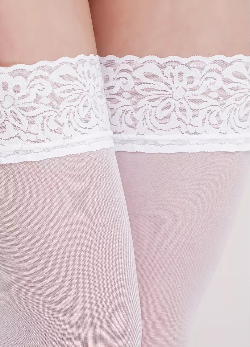 Чулки с самоудерживающим кружевом Emotion 40 den bianco (белый)