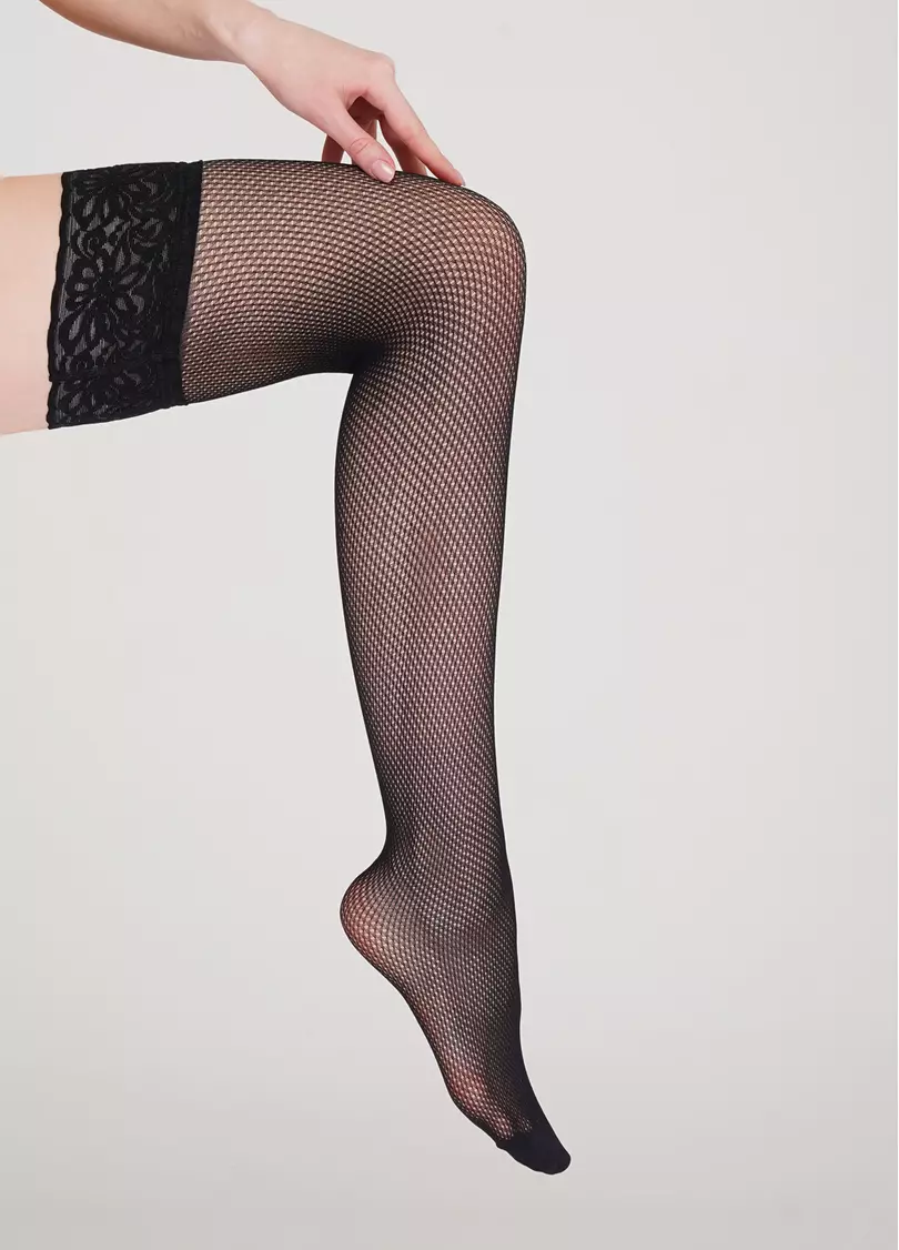 Панчохи з мереживом на силіконовій основі EMOTION NET 40 (1)
