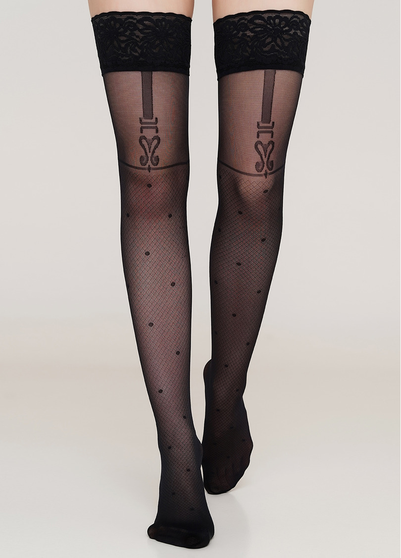 Панчохи з мереживом на силіконовій основі FLIRT 40 (2) calze