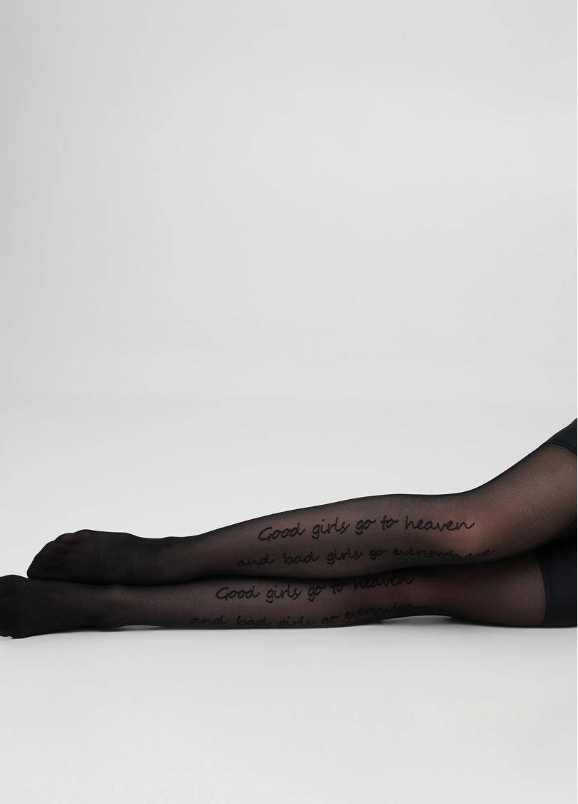 Чулки с надписью и гладкой резинкой INSPIRE 20 (1) calze nero (черный)