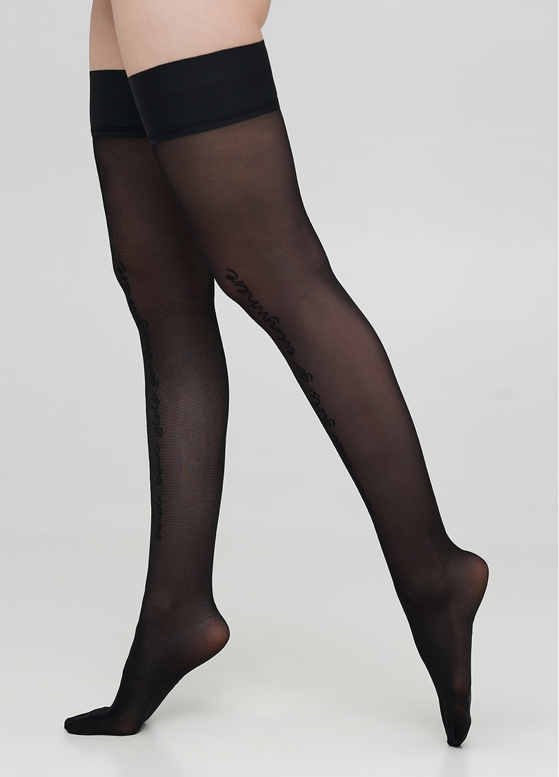 Чулки с надписью и гладкой резинкой INSPIRE 20 (1) calze nero (черный)