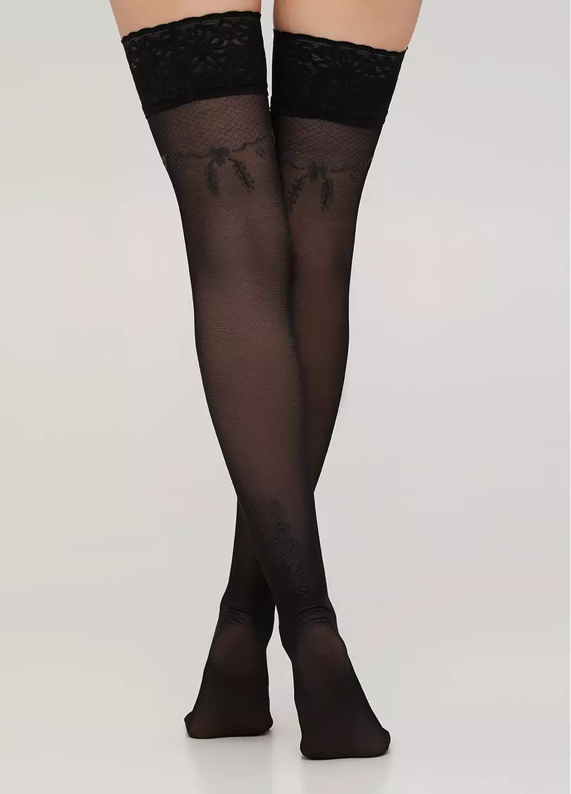 Чулки с декоративным узором MYSTERY 20 (2) calze nero (черный)