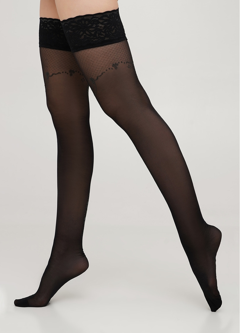 Чулки с декоративным узором MYSTERY 20 (2) calze nero (черный)
