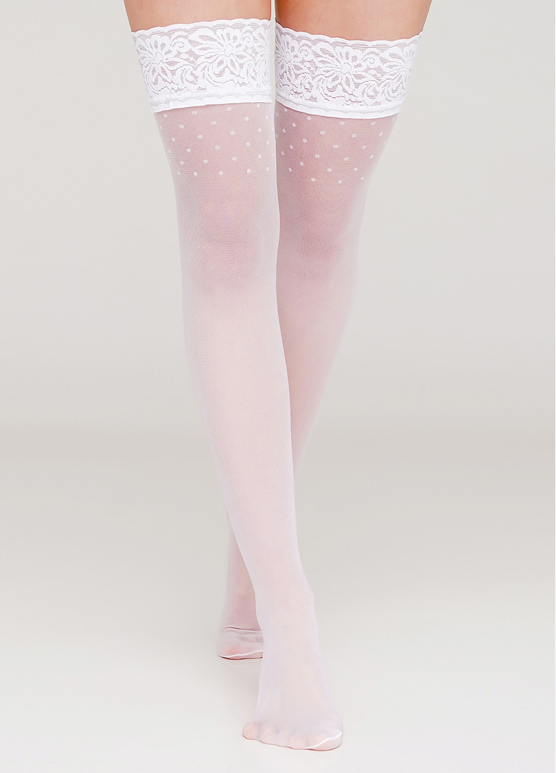 Чулки с широкой кружевной резинкой OMNIA 20 (1) calze bianco (белый)