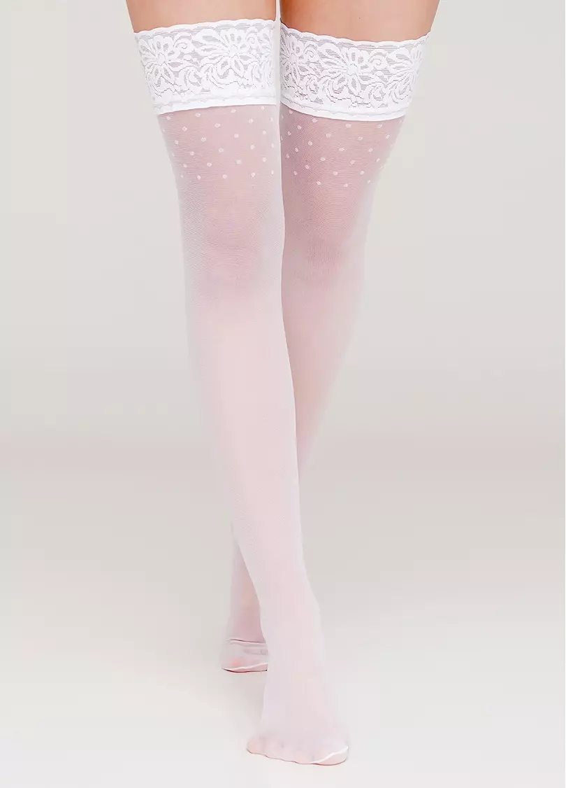 Чулки с широкой кружевной резинкой OMNIA 20 (1) calze bianco (белый)