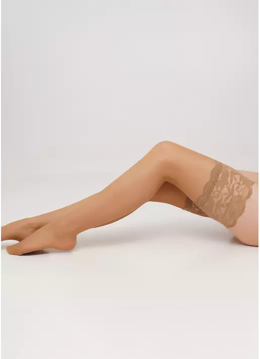Панчохи з широким мереживом Passion 20 den daino (бежевий)