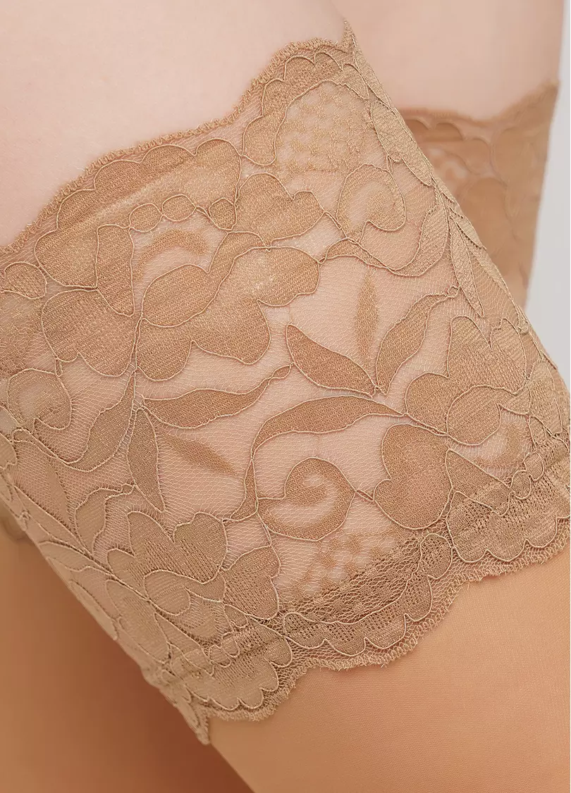 Панчохи з широким мереживом Passion 20 den daino (бежевий)