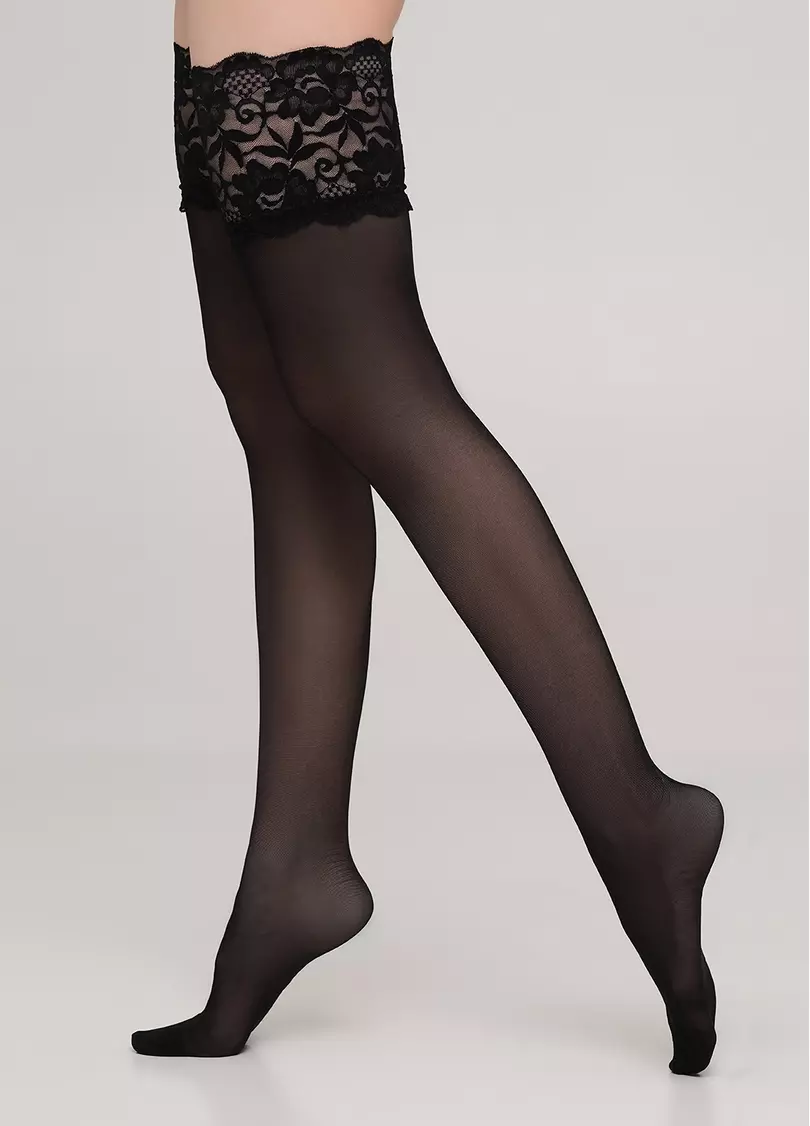 Чулки с широким кружевом Passion 20 den nero (черный)