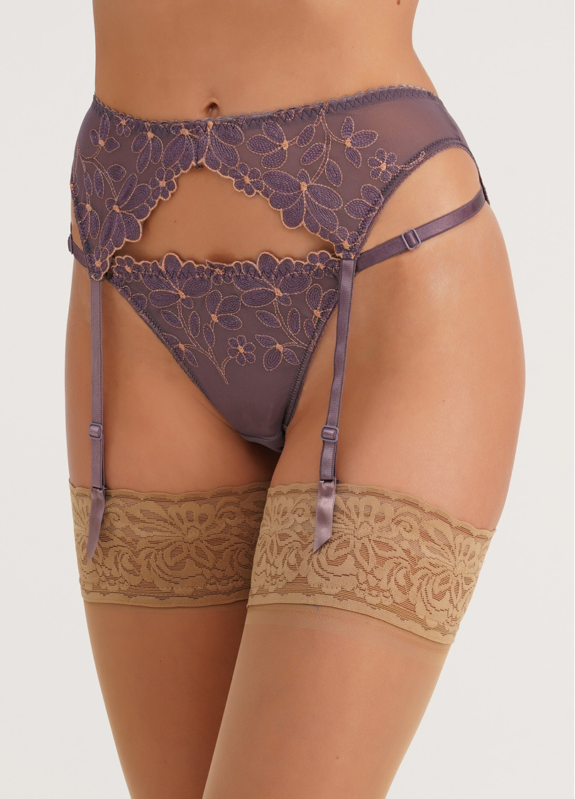 Пояс для панчіх з сітки в квіти Provance 3007/31 lavender (фіолетовий)