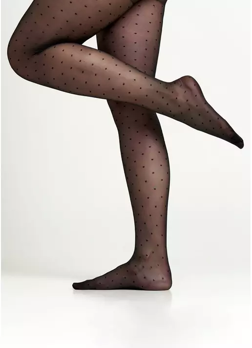Колготки больших размеров в горошек POSITIVE AMALIA 20 (1) nero (черный) Колготки больших размеров в горошек POSITIVE AMALIA 20 (1) nero (черный)