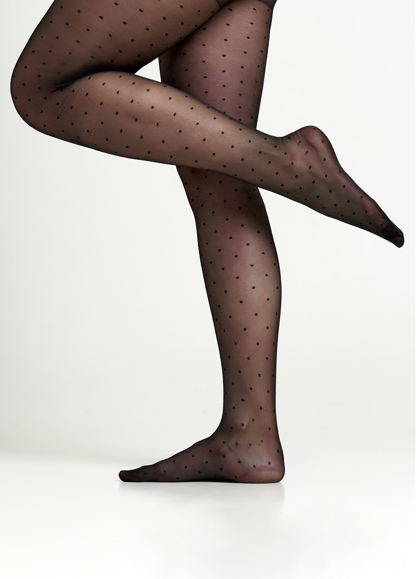 Колготки больших размеров в горошек POSITIVE AMALIA 20 (1) nero (черный)