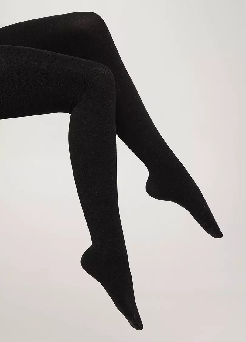 Колготки теплые из вискозы CASHMERE TOUCH asphalt (серо-черный)