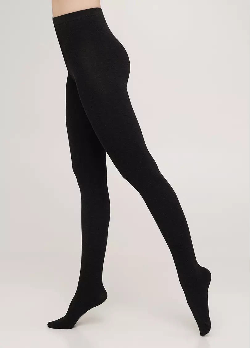 Колготки теплые из вискозы CASHMERE TOUCH asphalt (серо-черный)