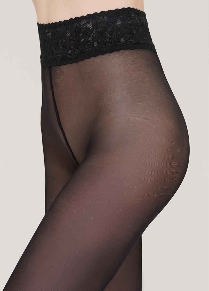 Колготки с ажурным поясом на силиконовой основе Impresso 40 den (nero)