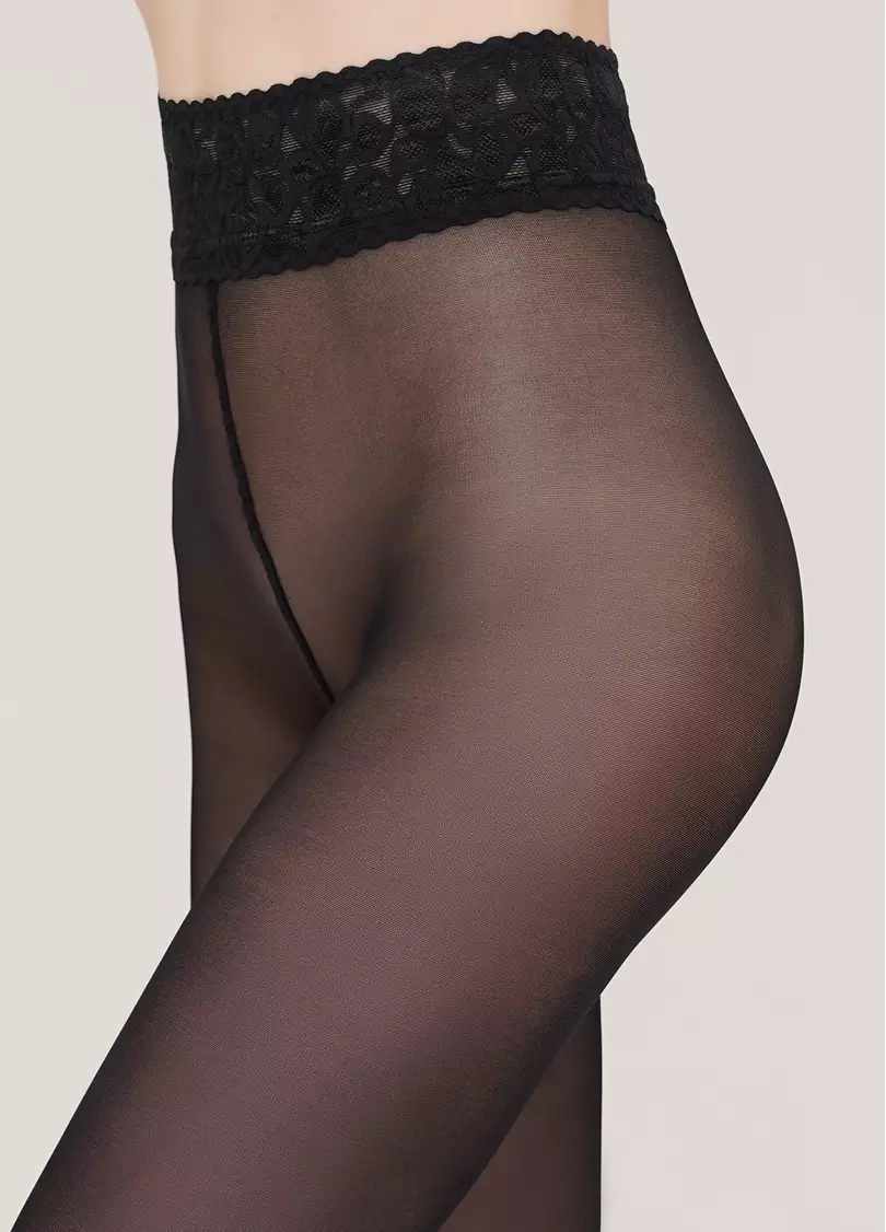 Колготки с ажурным поясом на силиконовой основе Impresso 40 den (nero)