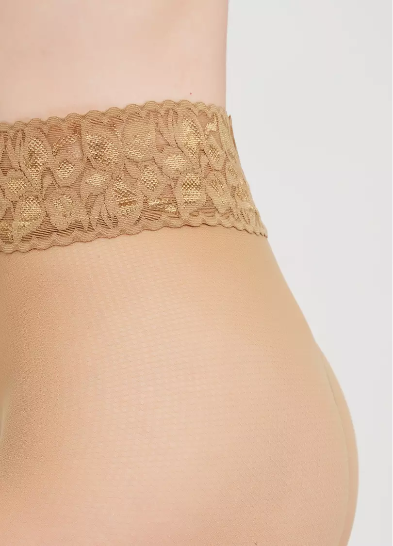 Колготки з імітацією сітки з мереживним поясом IMPRESSO RETE VISION 40 (1) daino (бежевий)