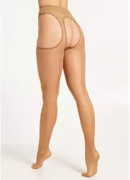 Колготки с декоративным швом и имитацией чулок LOVE CHIC 20 (1) daino/nero (бежевый/черный)
