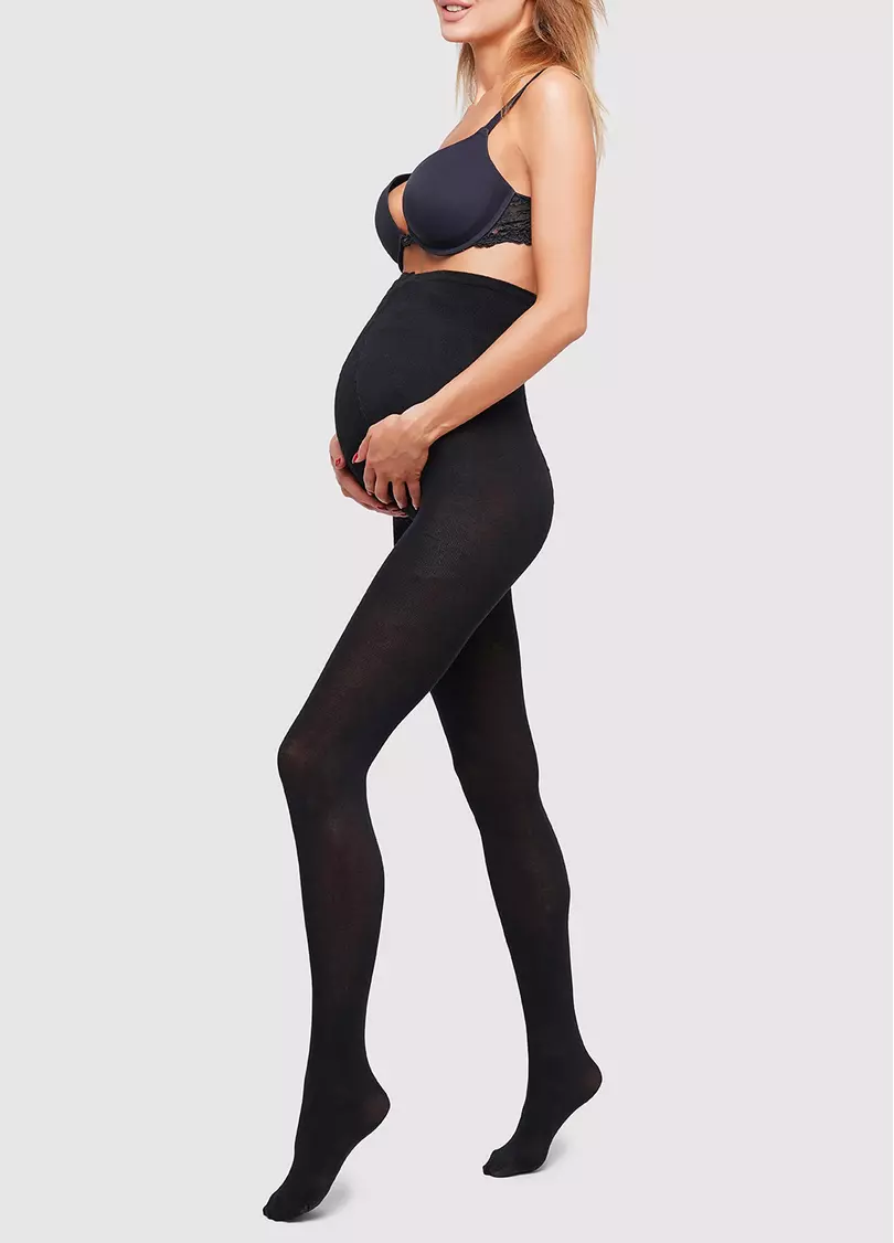 Колкотки хлопковые для беременных Mama Cotton 200 nero (черный)