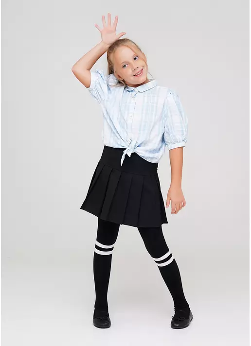 Детские хлопковые колготки с полосками D048 TEEN GIRL nero (черный)
