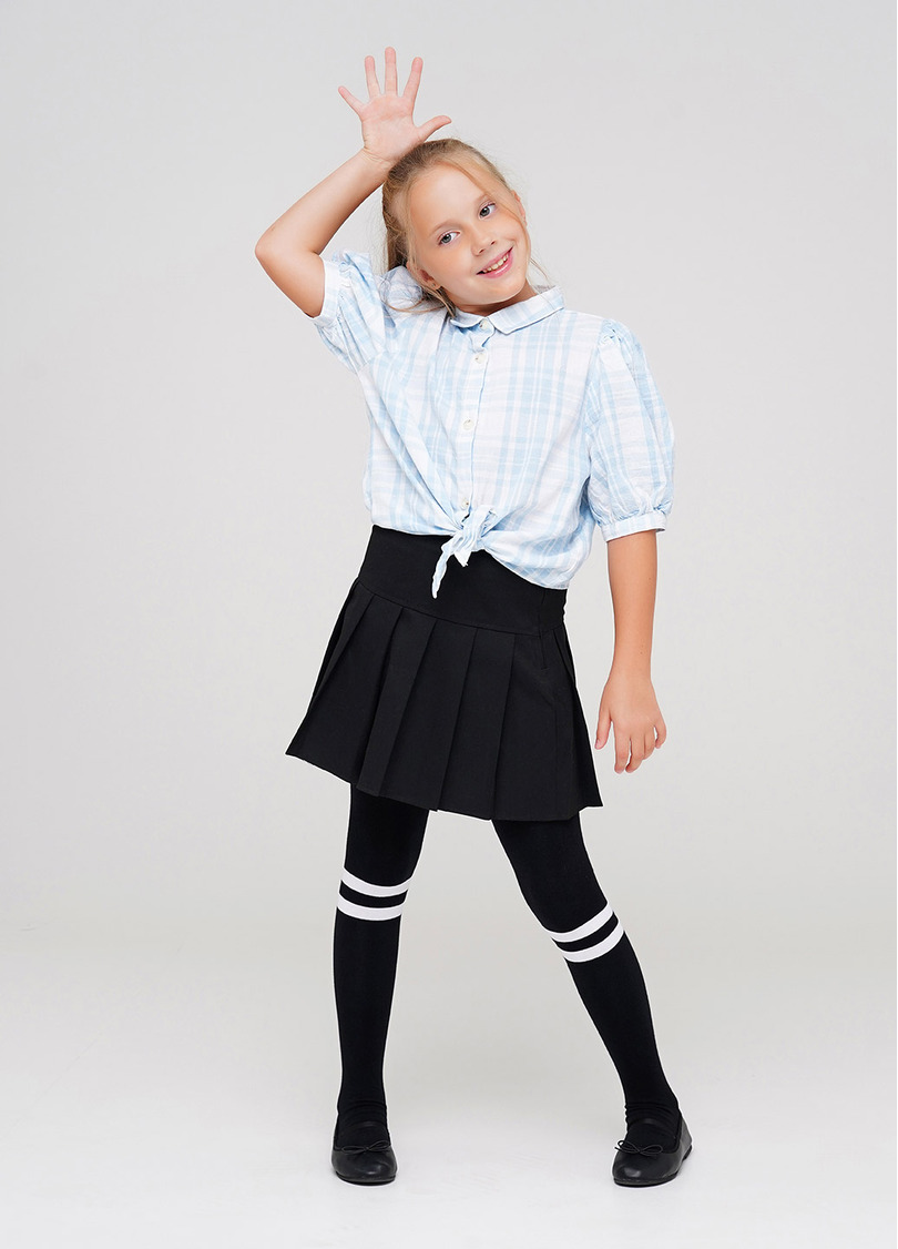 Детские хлопковые колготки с полосками D048 TEEN GIRL nero (черный)