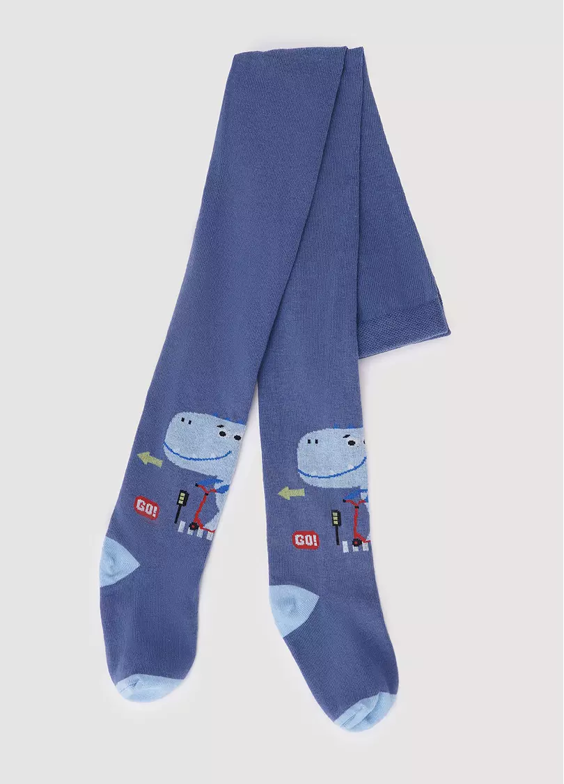 Дитячі бавовняні колготки з малюнком динозавра D088