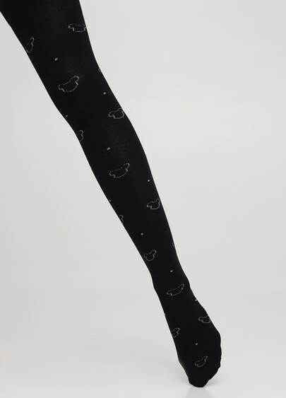 Хлопковые колготки для подростков с рисунком D089 TEEN GIRL black (черный)