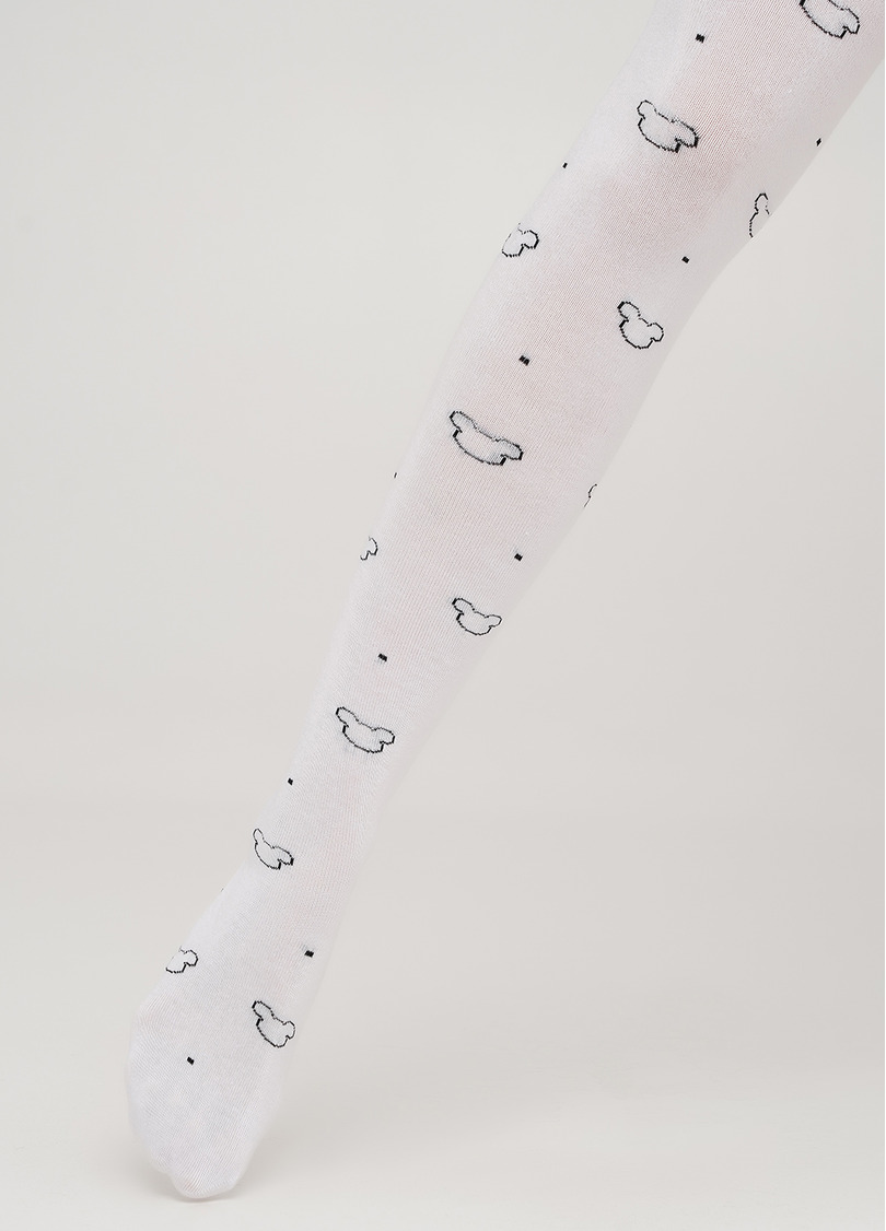 Бавовняні колготки для підлітків з малюнком D089 TEEN GIRL white (білий)