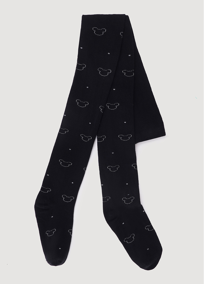 Дитячі колготки бавовняні з малюнком D089 black (чорний)