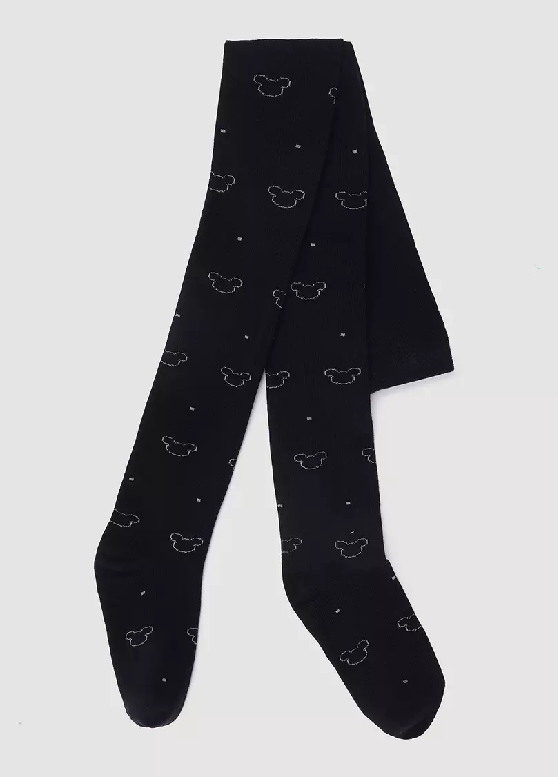 Дитячі колготки бавовняні з малюнком D089 black (чорний)