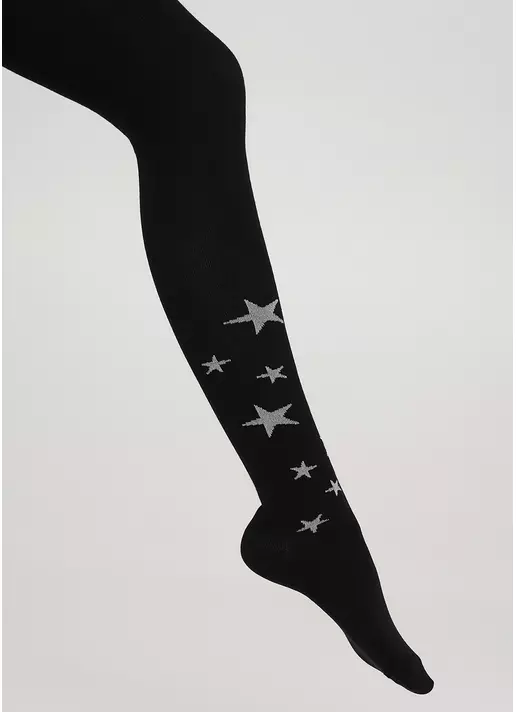 Колготки підліткові з бавовни з блискучими зірками D095 TEEN GIRL black (чорний) Колготки підліткові з бавовни з блискучими зірками D095 TEEN GIRL black (чорний)