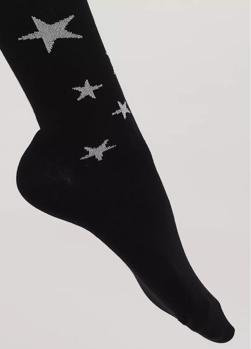 Колготки підліткові з бавовни з блискучими зірками D095 TEEN GIRL black (чорний)