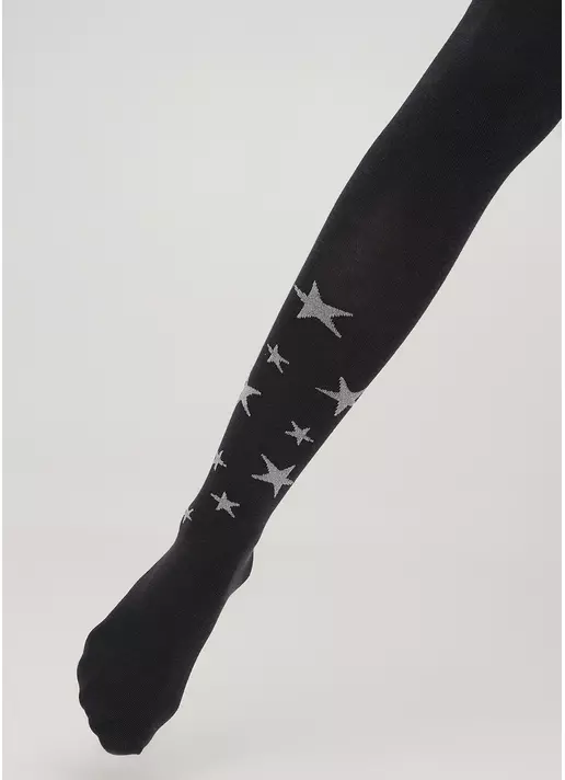 Колготки підліткові з бавовни з блискучими зірками D095 TEEN GIRL iron (сірий)