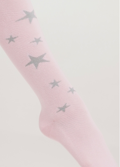 Колготки підліткові з бавовни з блискучими зірками D095 TEEN GIRL pearl (рожевий)