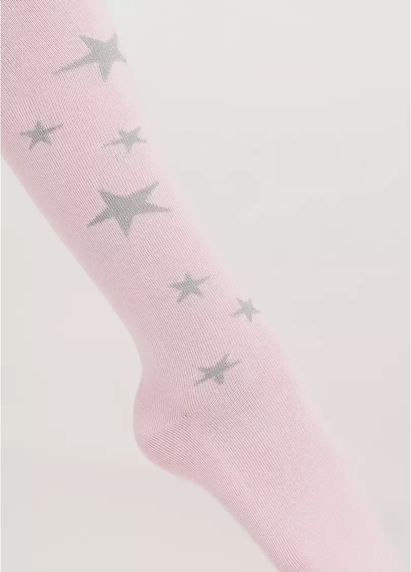 Колготки підліткові з бавовни з блискучими зірками D095 TEEN GIRL pearl (рожевий)