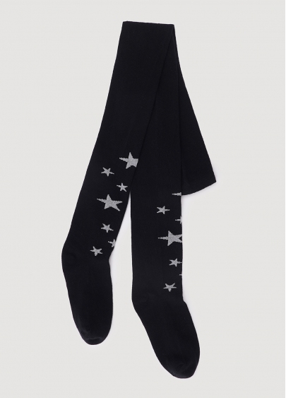 Дитячі колготки з бавовни з зірками з люрексом D095 black (чорний)