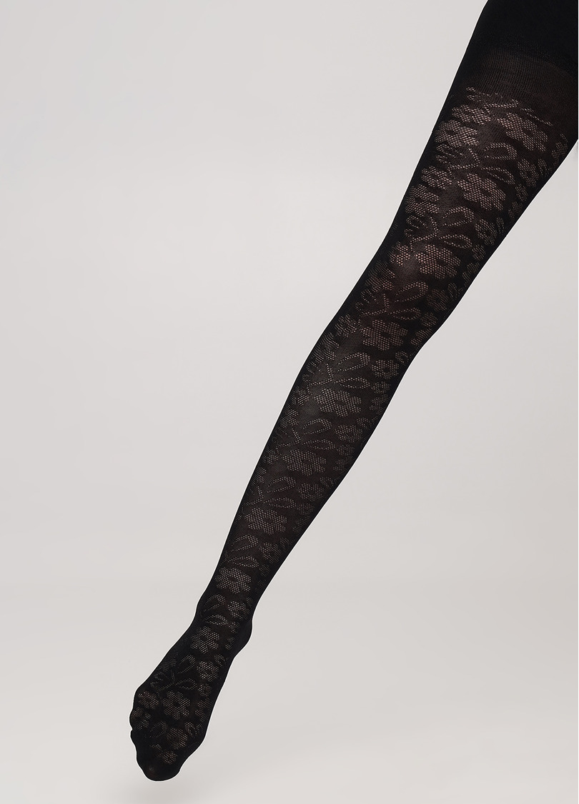 Дитячі колготки з квітковим візерунком DEBBIE 60 nero (чорний)